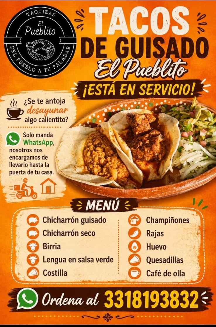 Menú Tacos de Guisado El Pueblito